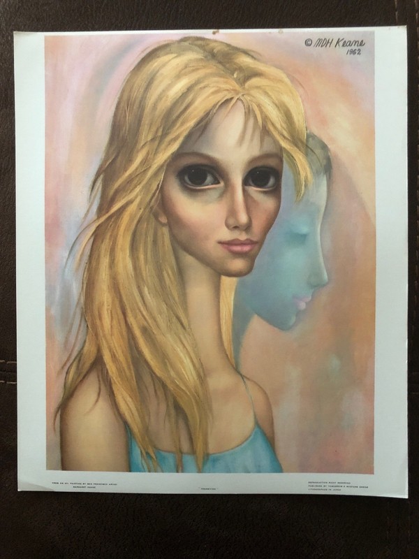 Margaret Keane VINTAGE Litho Print Transition Big Eyes Girl 1960's + BONUS