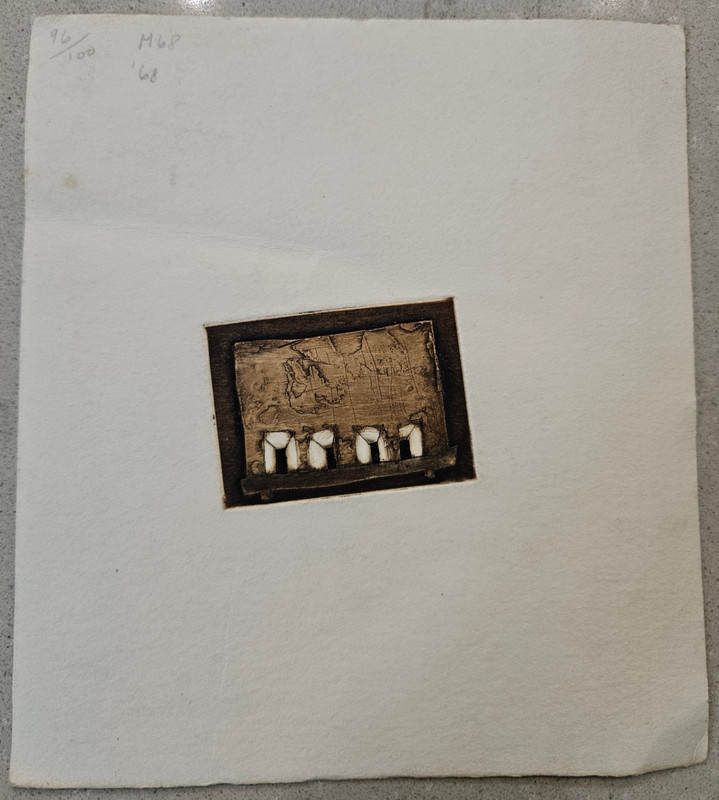 Original 1968 Limited Edition Intaglio Etching Print 96/100 M68 Vintage Art