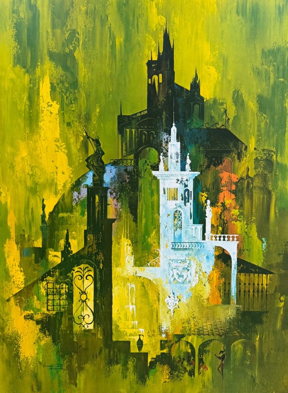 Vintage MCM Abstract Print Frans Van Lamsweerde 60s Mediterranean Fantasy Disney