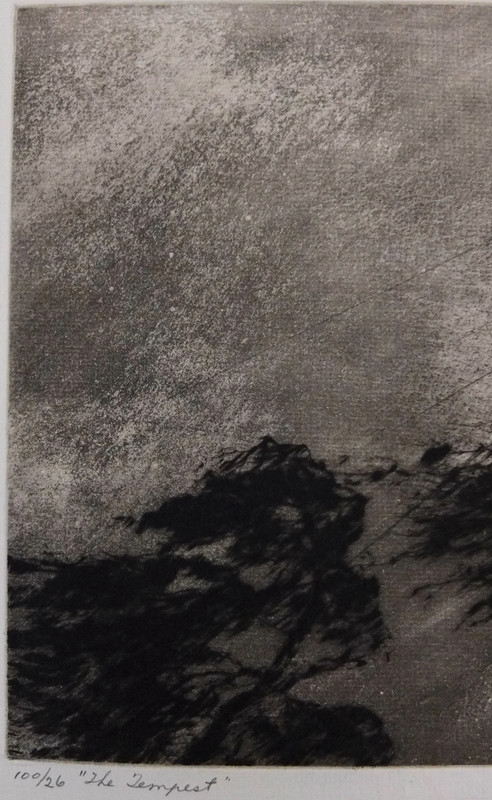 Trude Hanscom 1952 Signed Etching "The Tempest" Number 26/100 In Matte gallery
