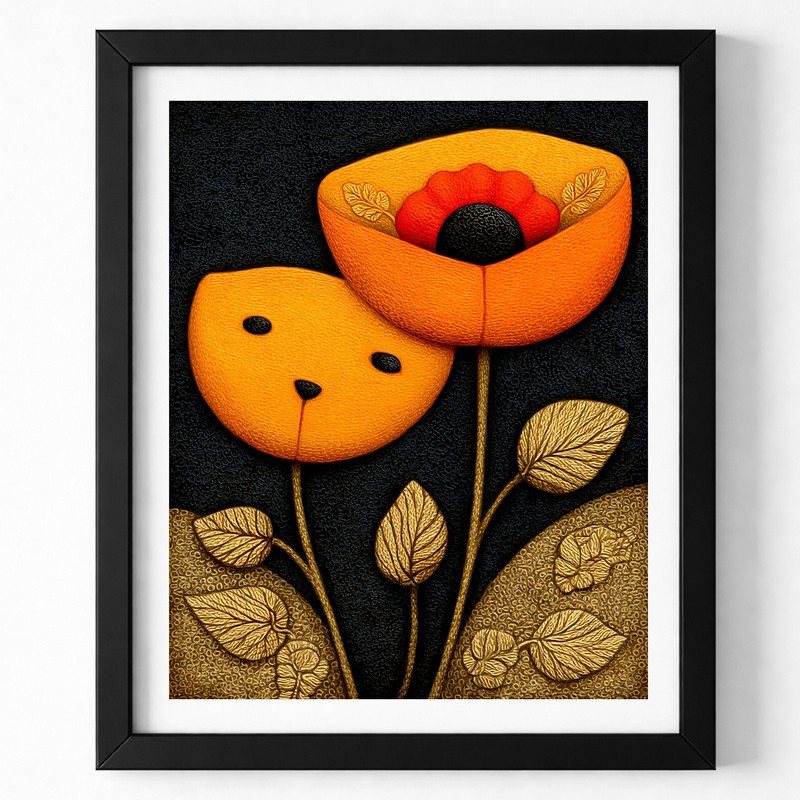 Abstract Floral Love Boho Folk Art Print – 260325123