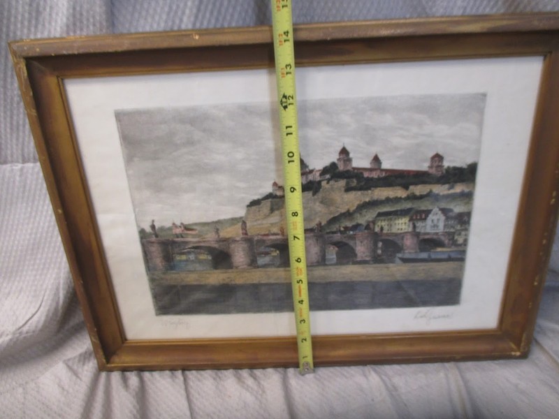 Antique The Bridge of Saints Wurzburg Germany Painting | Please See Signature gallery
