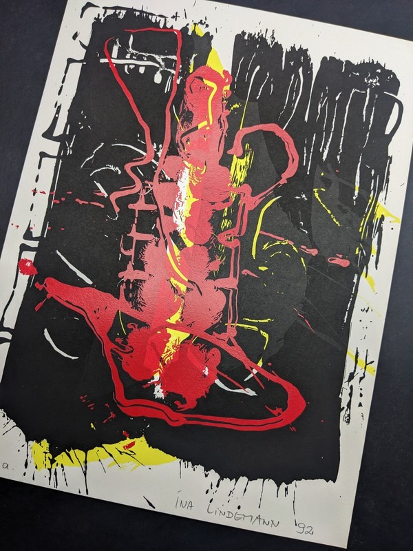 Ina Lindemann, Abstract Composition (Black), Silkscreen, Signed, 1992 gallery