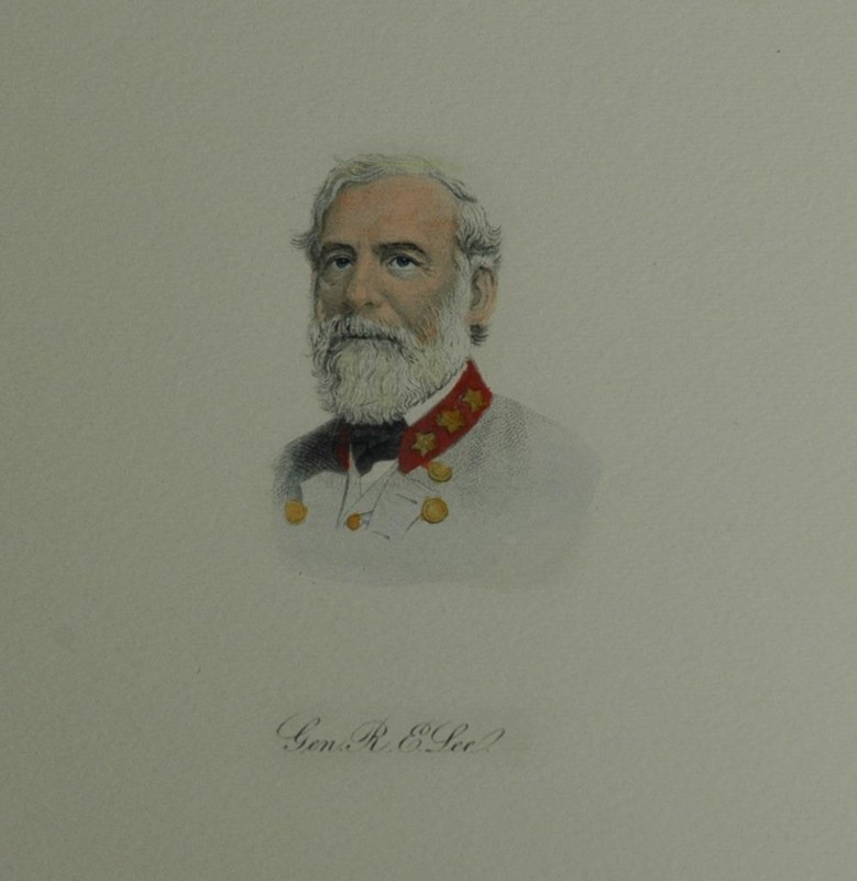 Vintage Miniature Color Engraving/Lithograph Confederate General Robert E Lee
