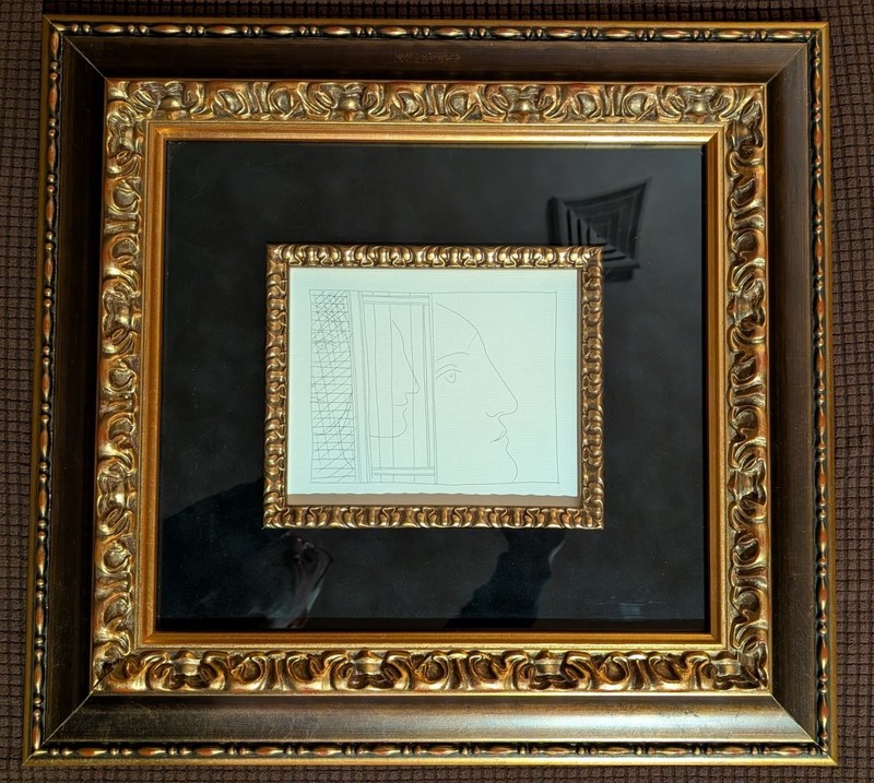 Picasso "Trois Fragments De Tetes" Engraving in black ink on fine laid paper.