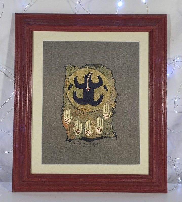 Vintage Framed Art Print Ginny Hogan “Bear Medicine” Signed?