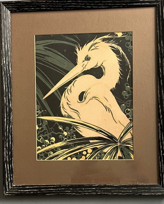 VINTAGE UNIQUE PRINTS OF PELICANS WITH ORIGINAL FRAMES