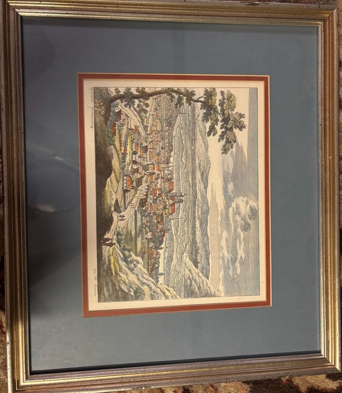 Vintage Framed Klosterneburg Austria Engraving Print After H.G. Bodenehr c. 1690