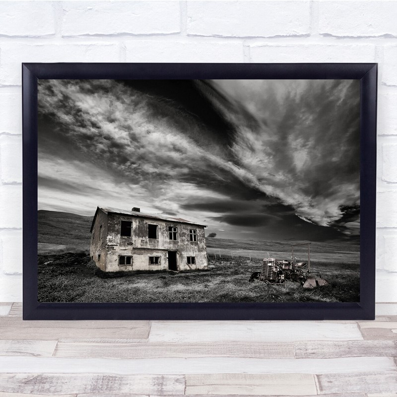 Landscape Nature Abandoned Farm Iceland Structor Sky Ruin Ruins Wall Art Print