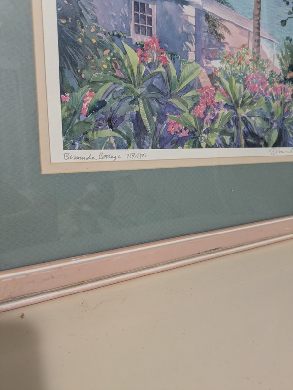 Vintage Bermuda Cottage Signed Matted-Limited Lithograph by R.E. Kennedy 17 X 20 gallery
