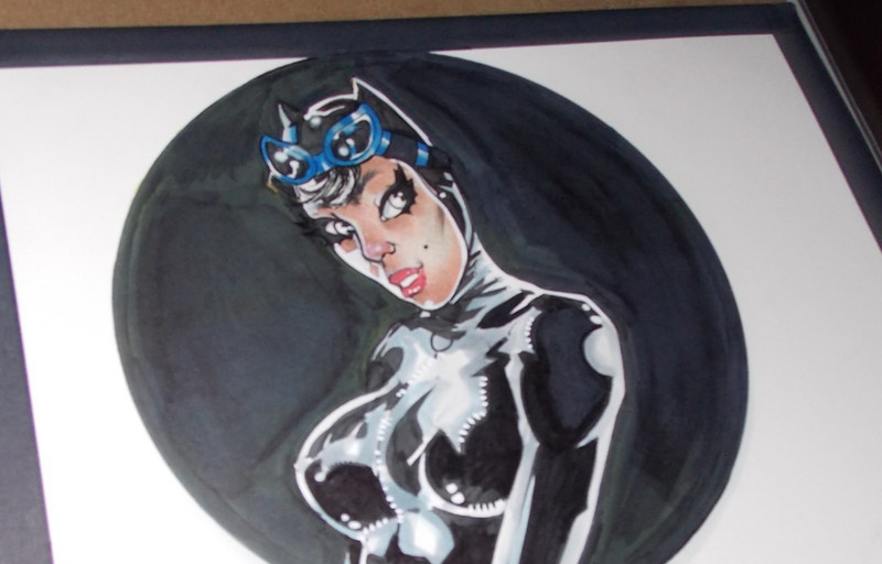 Comics Art sketch in ink by Ernest McClendon 11 "x 14" CATWOMAN with color gallery