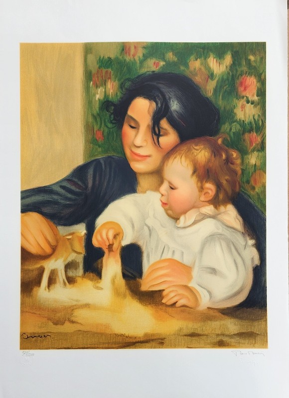 Pierre August Renoir Lithograph Signed by Paul Renoir «Gabrielle et Jean»