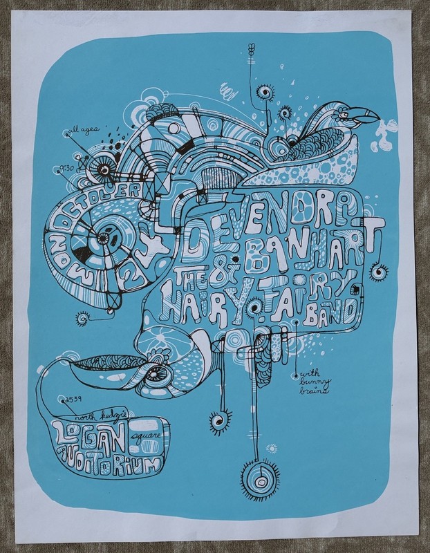 DEVENDRA BANHART Hairy Fairy Band BUNNY BRAINS Psych Freak Rock Concert Poster