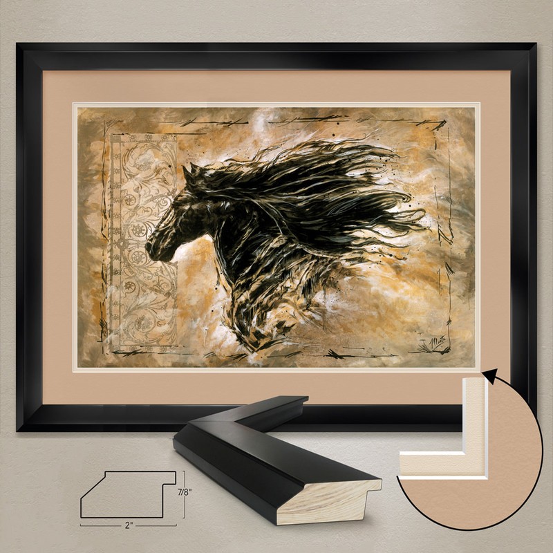 44W»x32H»: BLACK BEAUTY by MARTA WILEY – DOUBLE MATTE, GLASS and FRAME