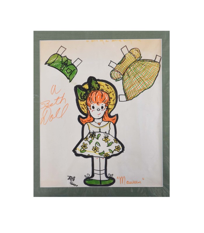 Original "Beth Doll" Hand-Drawn Paper Doll Set – "Maureen" by Beth Gore
