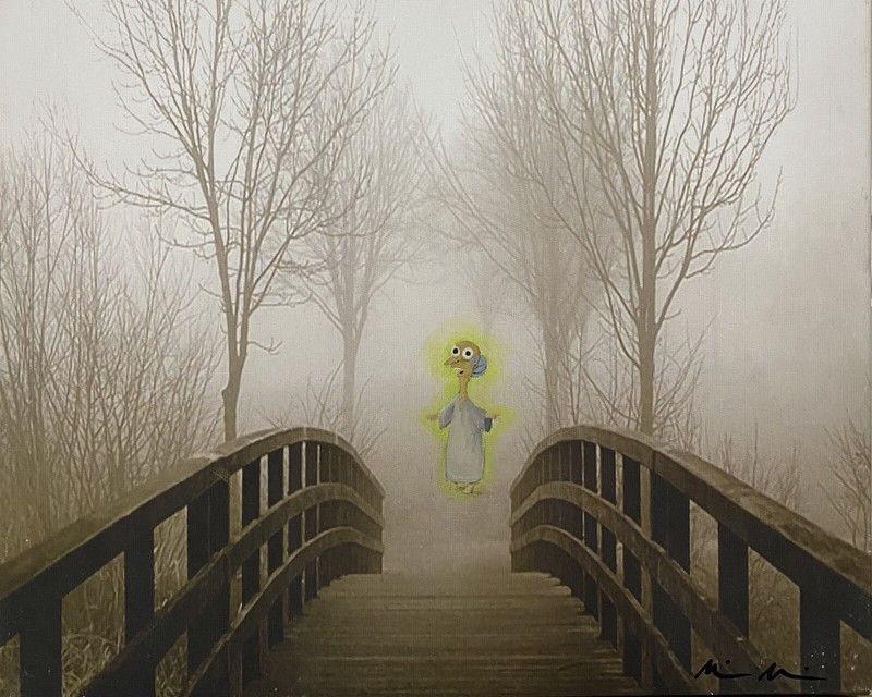 The Simpsons Mr Burns Alien art print poster upcycled thrift store painting