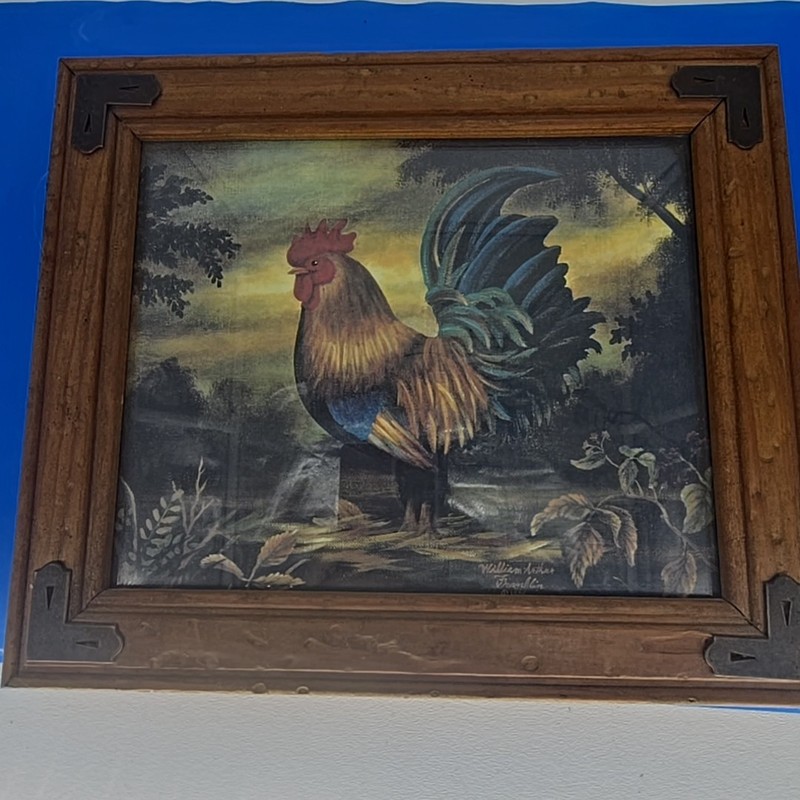 Rooster Picture 8x10 Wooden Framed William Arthur Franklin Numbered SEE PICS gallery