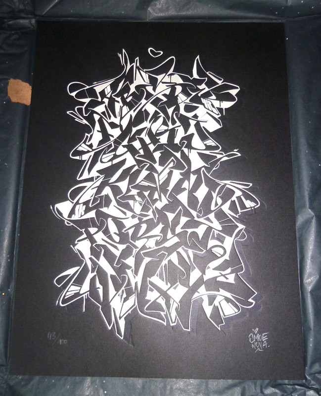Smoe Nova ALPHA ONE Night Graffiti Alphabet Art Print Glow In Dark Letter Press