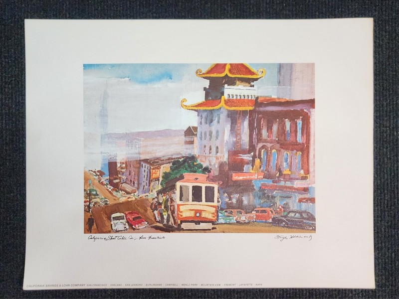 Nostalgic California St Cable Car San Francisco Art Print Floyd Hildebrand VTG