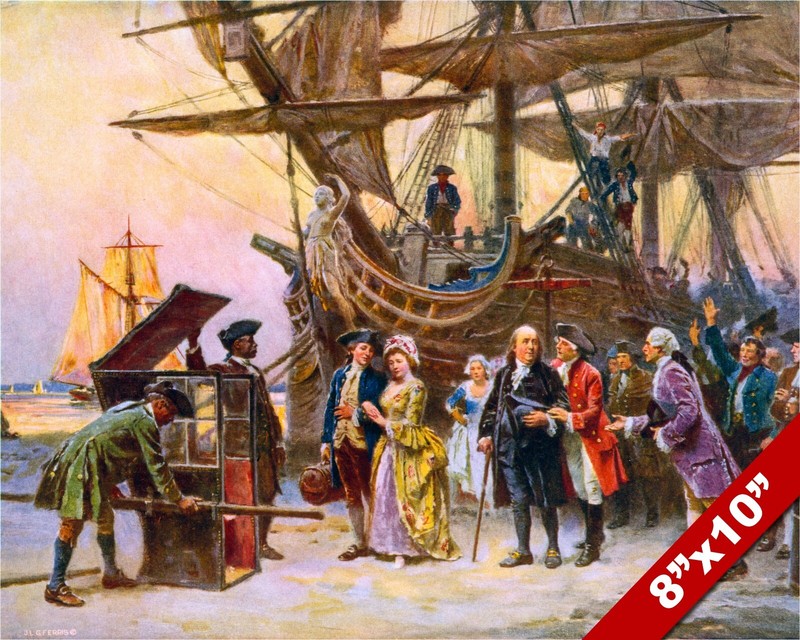 BENJAMIN FRANKLIN RETURNS TO PHILADELPHIA OIL PAINTING ART REAL CANVAS PRINT