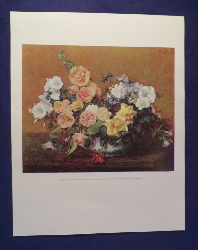 9.5 X 8″ HENRI FANTIN-LATOUR: BOUQUET OF ROSES… Art Print or Color Plate 10