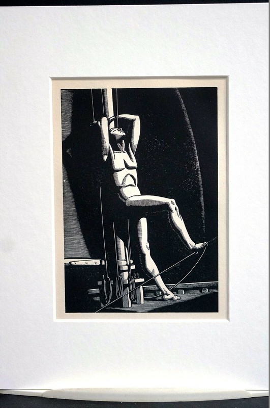 Rockwell Kent 1930 SAILOR LEANING on SHIP MAST at SEA NIGHT Print Matted gallery