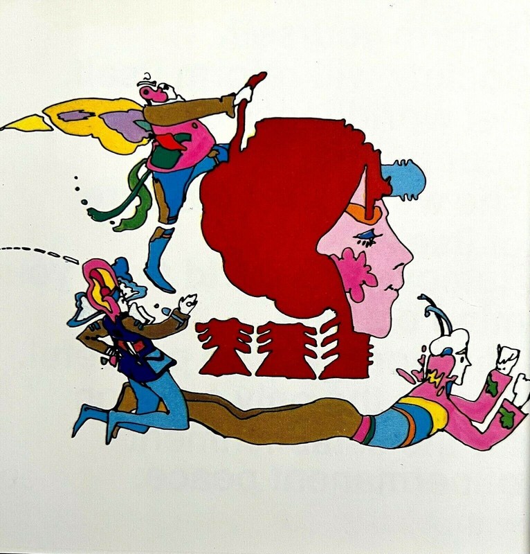 Peter Max Original 60s Psychedelic Illustration Framed Card © Peter Max p
