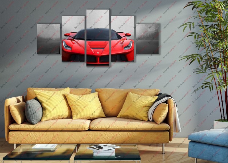 Ferrari LaFerrari Red Sports Race Car Poster Canvas Print Art Home Decor gallery