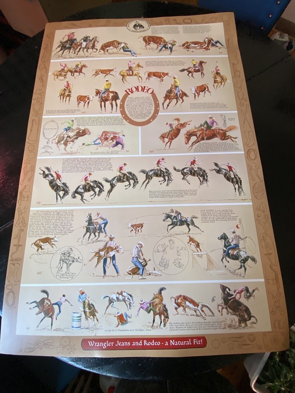 RARE 1981 Sam Savitt Professional Rodeo Cowboys Assoc. Wrangler Jeans Poster