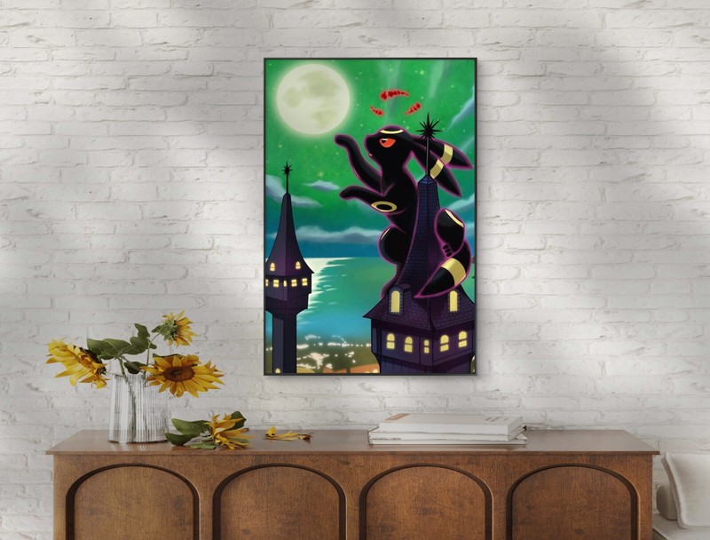 Moon Umbreon Tcg Art Piece Home decor Canvas Poster Portrait Gallery