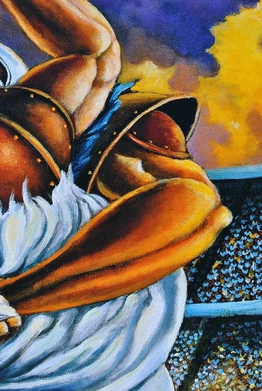 Ernie BARNES Football Determination SERIGRAPHY Signed 1999 COA Sport Art gallery