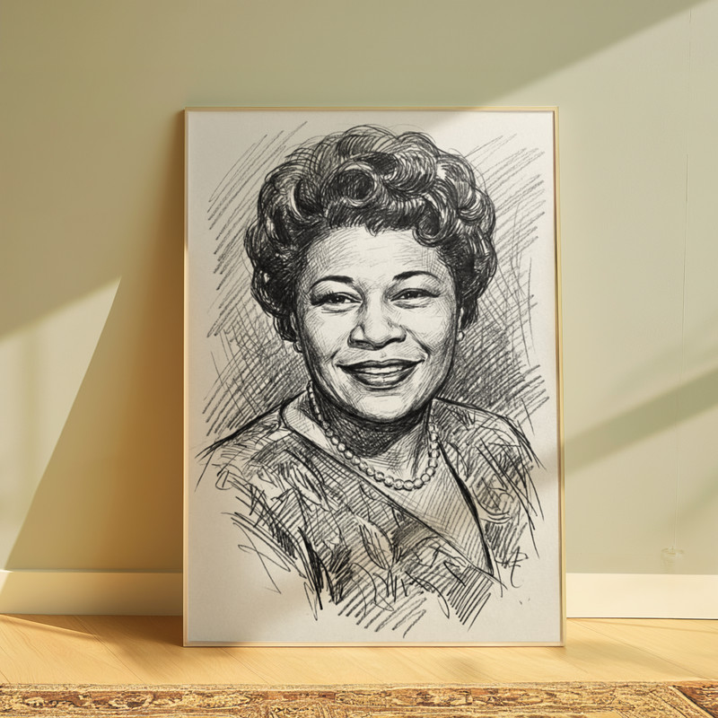 ELLA FITZGERALD DRAWING SKETCH PORTRAIT SKETCH PRINT 8" x 10" WALL ART gallery