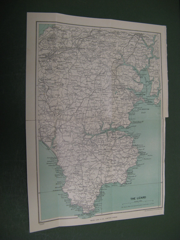 100% ORIGINAL THE LIZARD CORNWALL MAP C1950/S HELSTON FALMOUTH TRURO REDRUTH