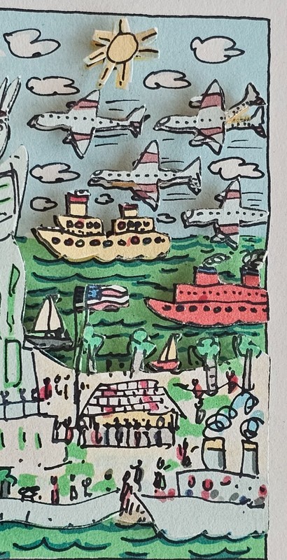 James Rizzi Statue of LIBERTY 1989 Hand Signed 3D Serigraph Framed NYC Pop Art gallery