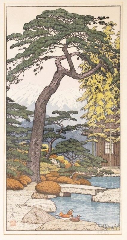 Toshi Yoshida "Early Spring Three Friends" Woodblock Print 3PiecesFramed Signed gallery