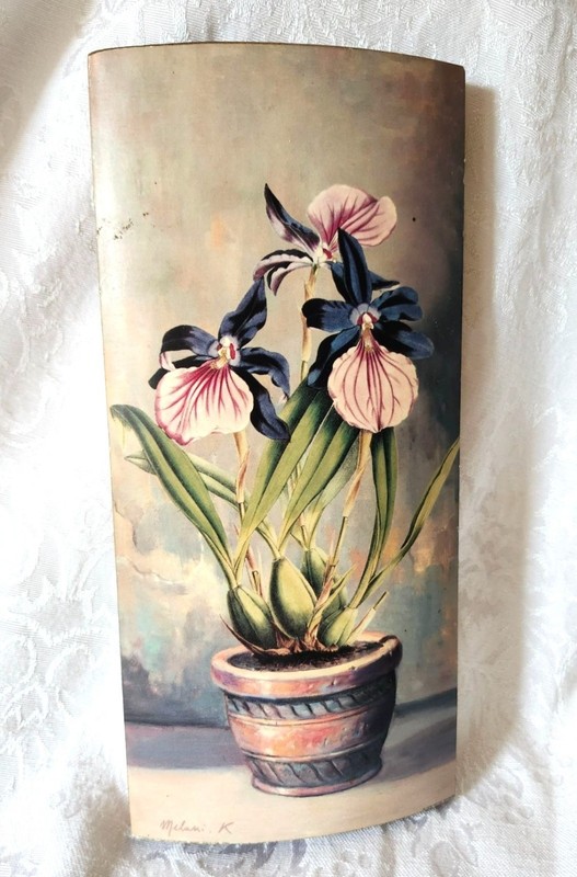 Vintage Signed Floral Prints On Wood Made In Italy Set Of 2 Cottagecore Romantic gallery