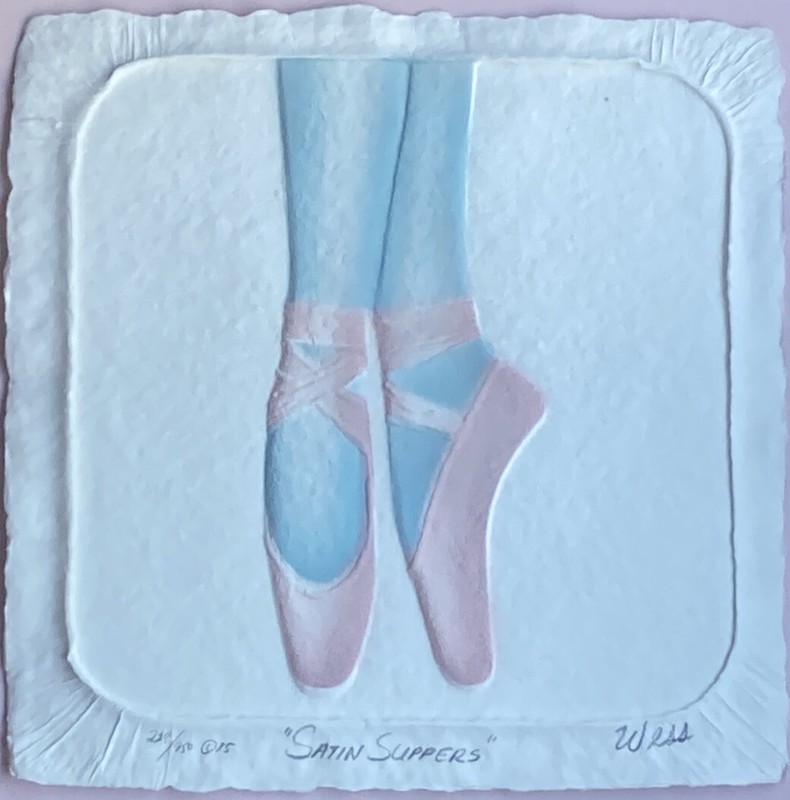 RARE Pair Wess Smith Signed Framed Pressed Paper Ballet Slippers Figi Graphics gallery