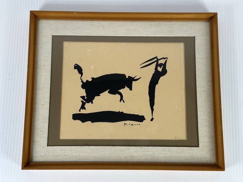 VTG Framed Pablo Picasso Bullfight Silkscreen Reproduction Print Modern Classics