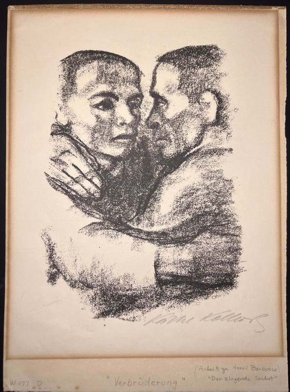 Käthe Kollwitz-Verbrüderung-1920s Lithograph on Laid Paper-Signed Knesebeck 204c gallery