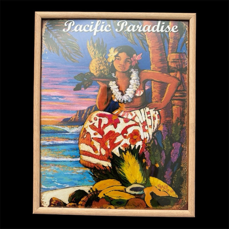 Hawaiian Vintage Pacific Paradise Hawaii Girl Beach Travel Poster By Rick Sharp