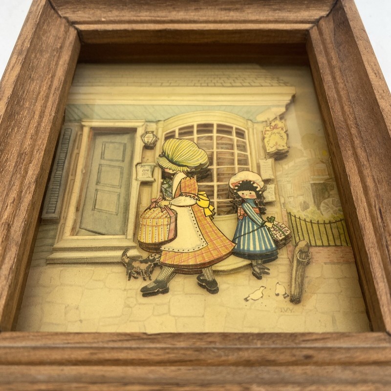 Adorable IVY Hand Cut Paper Framed 3D Shadow Box Art-Holly Hobbie Style Shopping gallery
