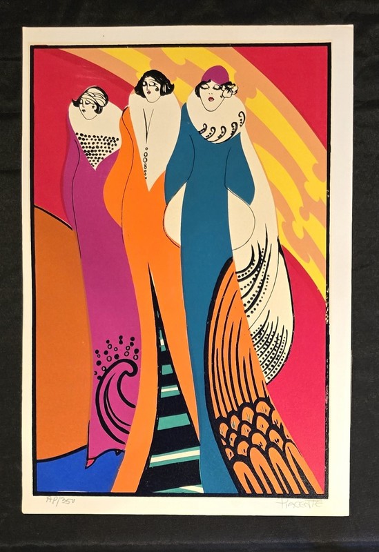 Psychedelic Art Print by Piacente Featuring 3 Women in Dreamlike Imagery 13″x9″