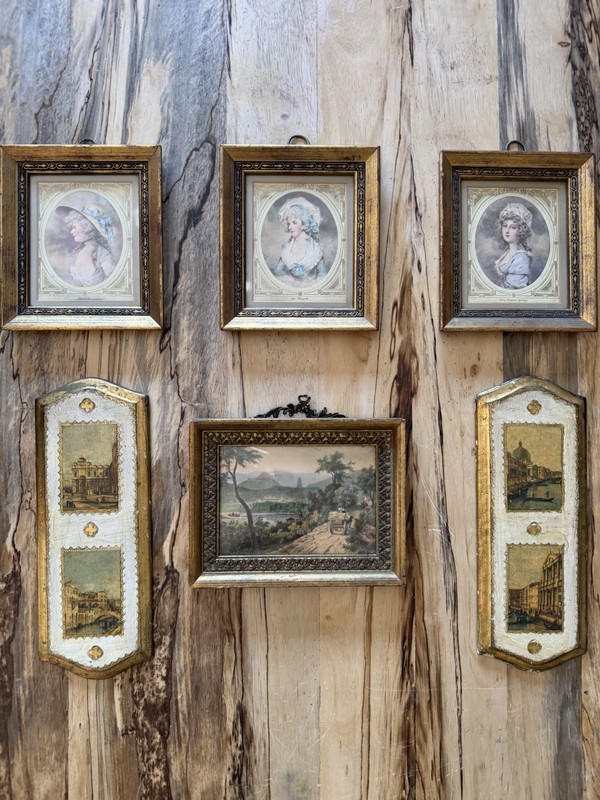Instant Gallery Wall! Lot Of 6 Vintage, Gilded Art Pieces