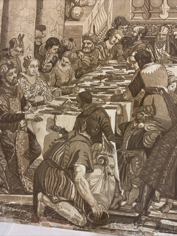 John Baptist Jackson The Wedding Feast at Cana Original Woodcut Print 1742 Rare gallery