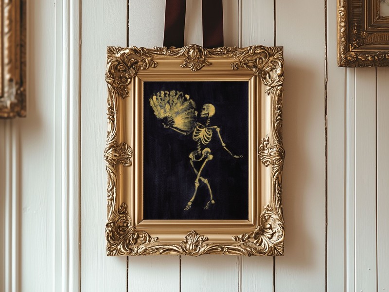 Gold Skeleton Skull Print: Gothic Halloween Wall Art, 8×10 Braithwaite