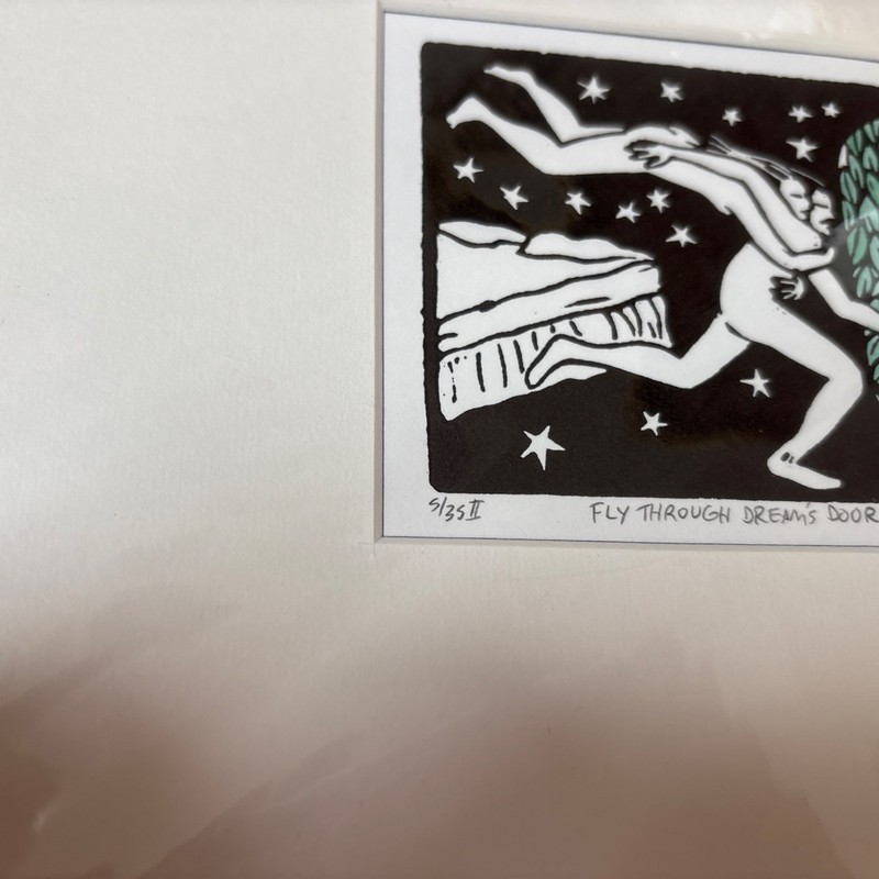 Marvin Hill Signed 5/35 Fly Through Dreams Door Blockprint Wisconsin 8”x10” gallery