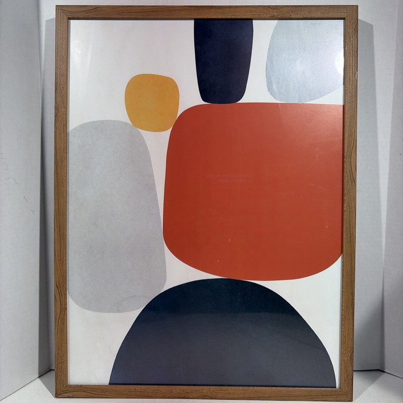Modern Abstract Art Print Minimalism Orange Blue Yellow Gray Wall Hanging