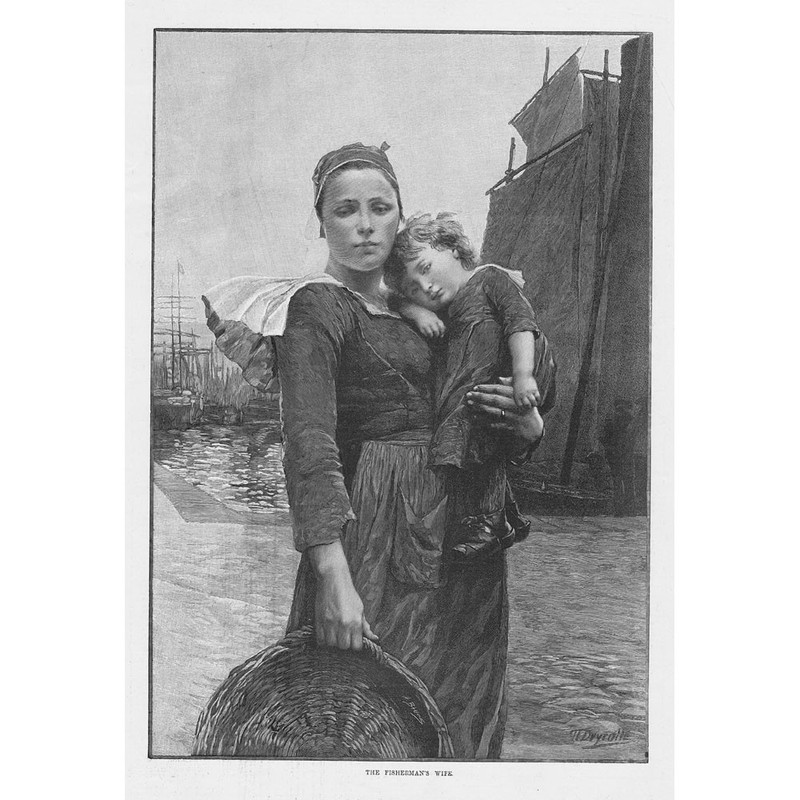 THEOPHILE DEYROLLE The Fisherman’s Wife – Antique Print 1892