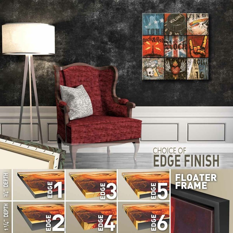 24W"x24H" ROCK N ROLL by AARON CHRISTENSEN - 9 PATCH MUSICICAL TRIBUTE CANVAS gallery
