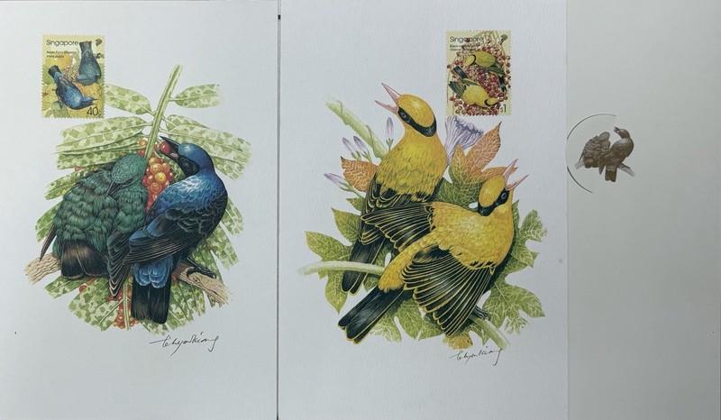 Singapore Bird Stamp A5 Size Art Prints with Stamp Limited Edition For Framing